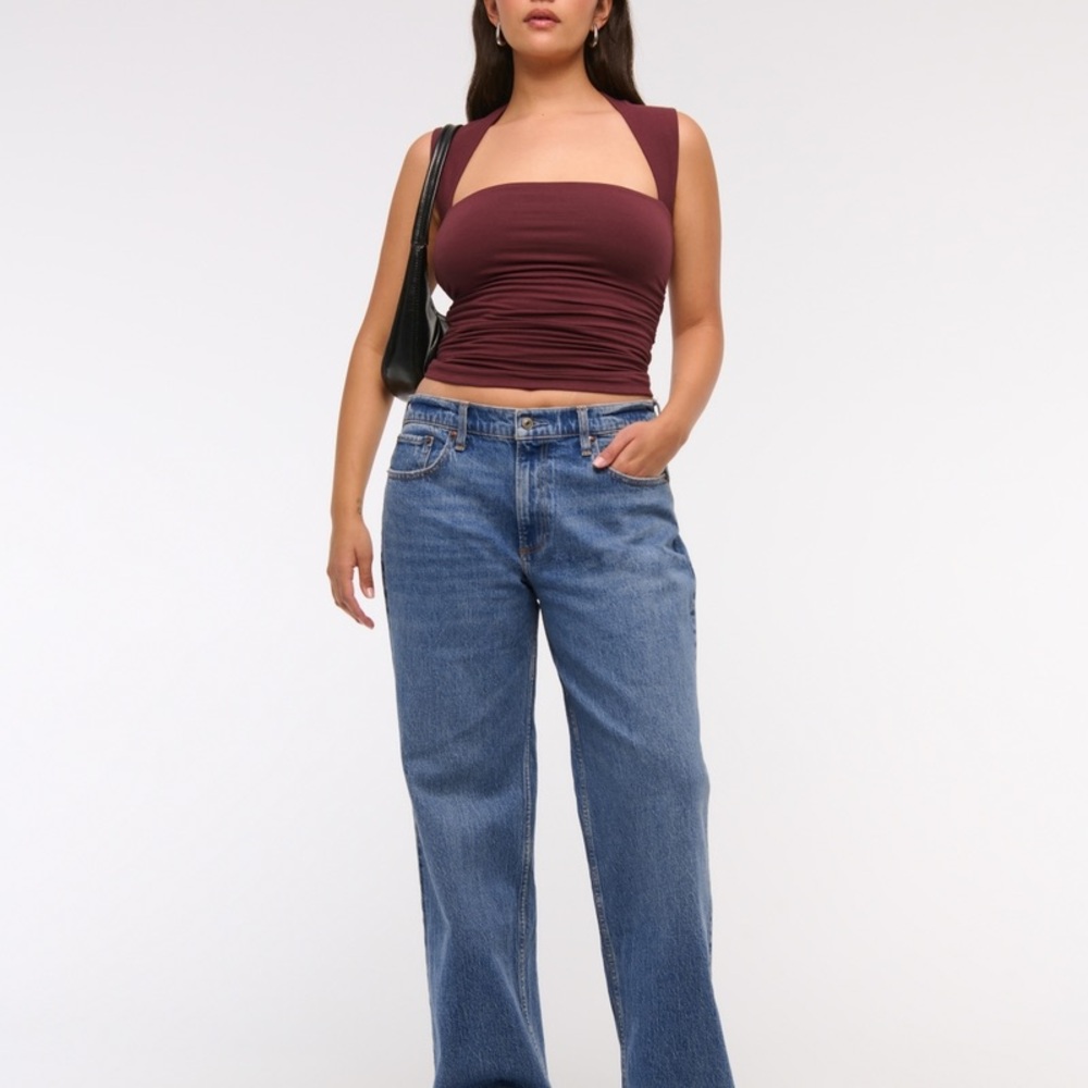 Abercrombie & Fitch Curve Love The Baggy Low Rise Medium Wash Size 4 & 6 NWT